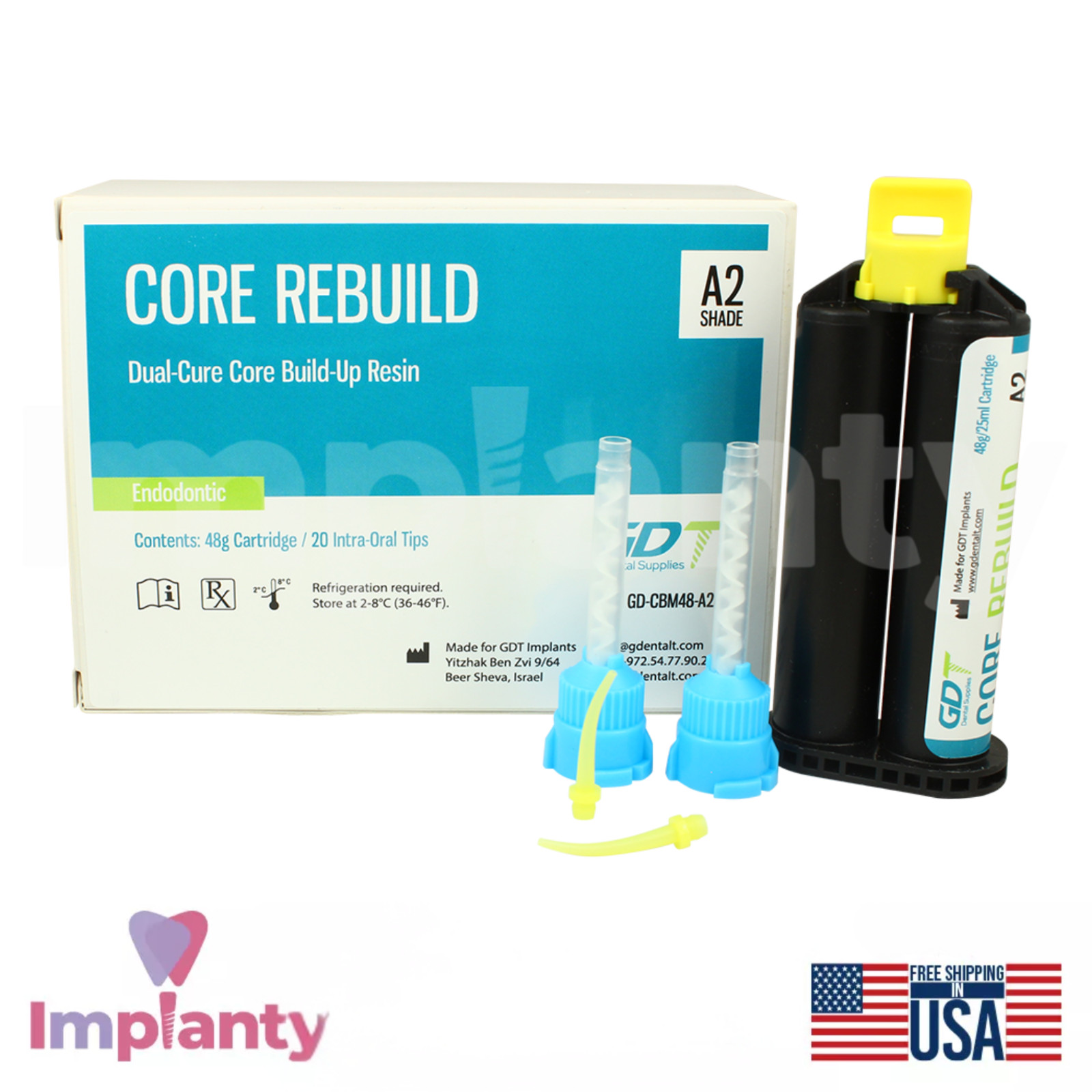 Core Rebuild Res!n A2 Cartridge 48g Strong Dual Cure Dental Restoration