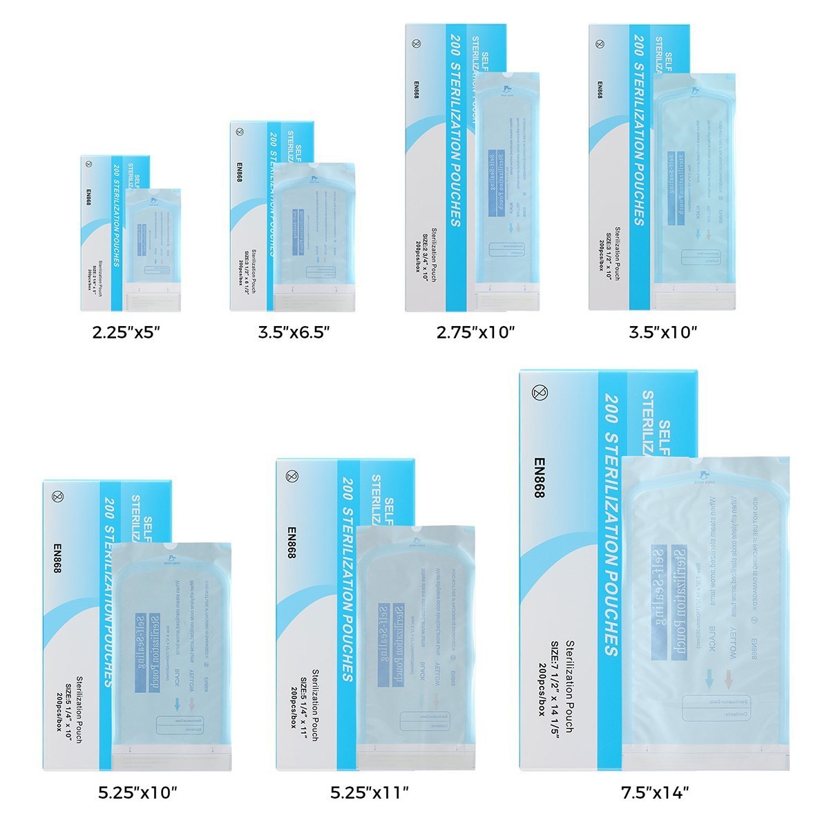 200pcs/Box Medical Self Sterilization Pouches Pouch Autoclave Sterilizer Bags