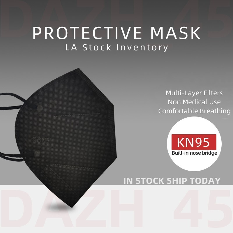 50/100Pcs Black KN95 Face Mask 5 Layer Disposable Mask