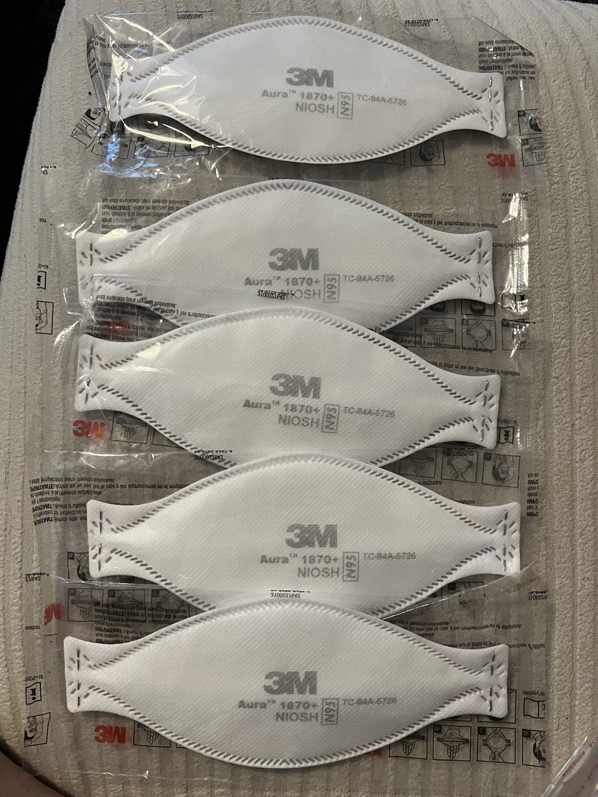 3M Aura 1870+ Protective Face Masks NIOSH Approved N95 Particulate Respirator