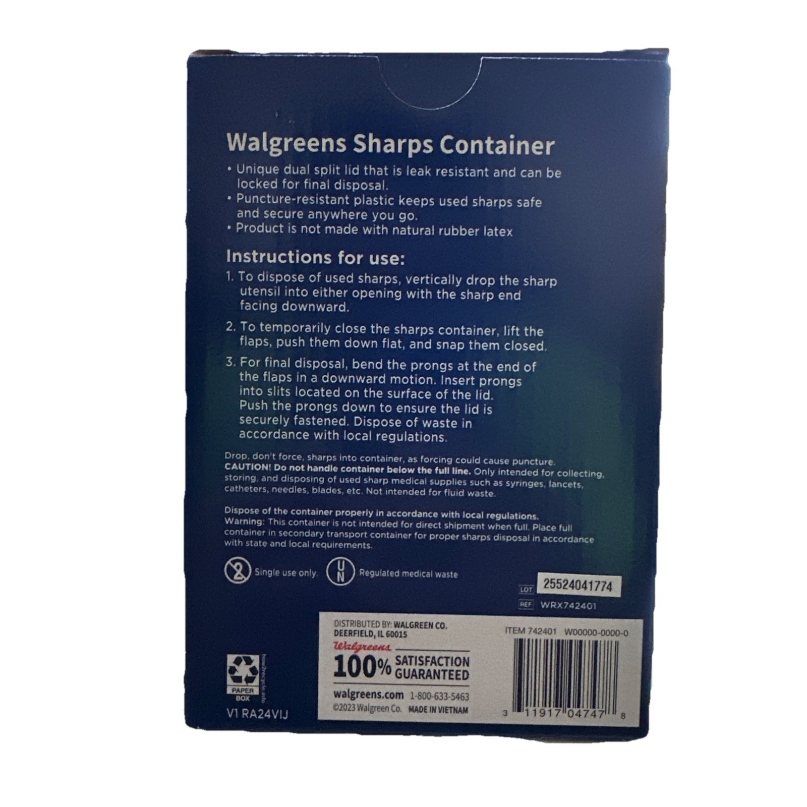 Walgreens Sharps Container 1 Qt Biohazard Infectious Waste Needle Disposal. 1 Pk