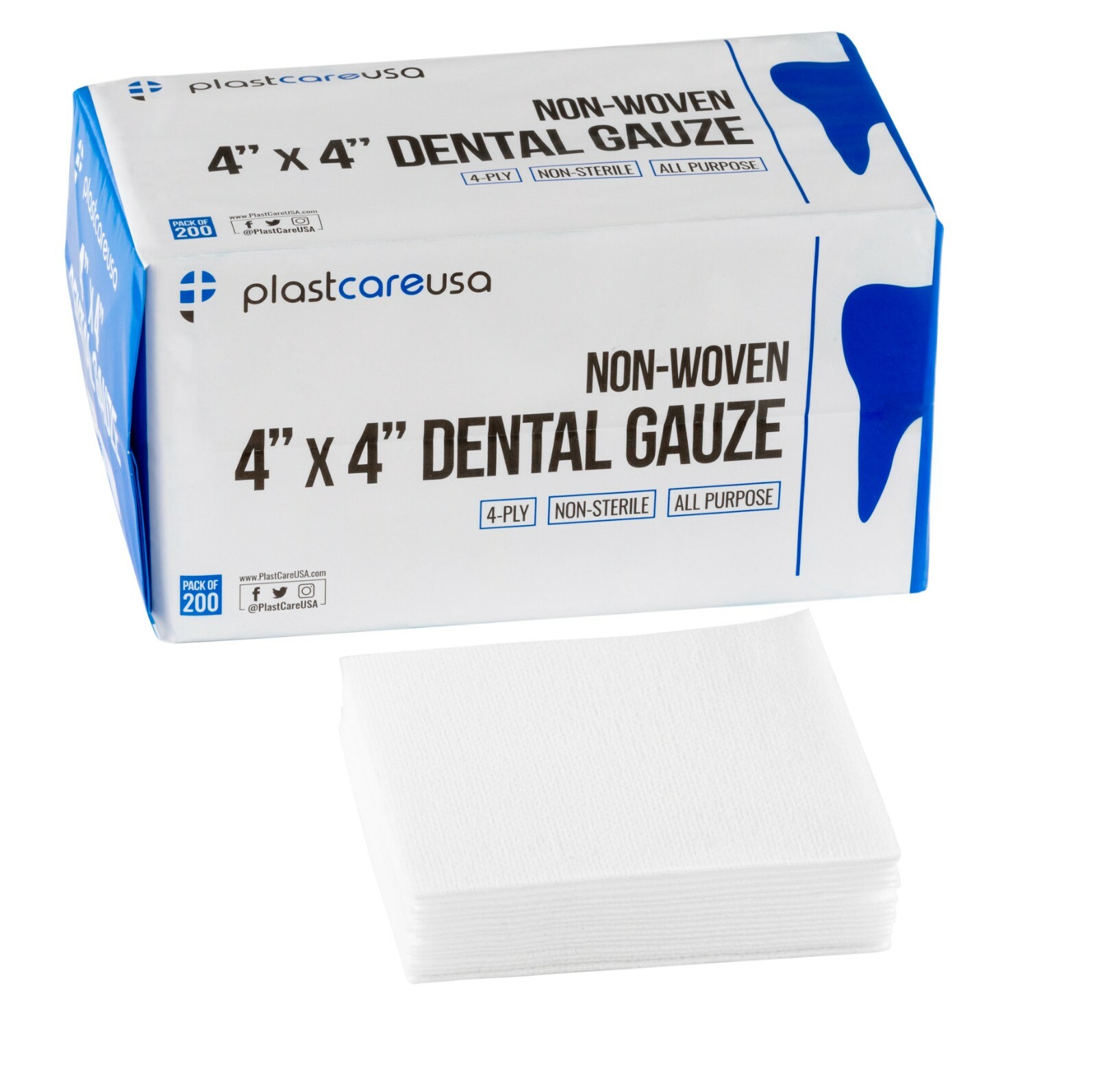 2000 4×4 Non Woven Sponges 4-Ply, Non-Sterile Cotton Dental Gauze Pads (1 Case)