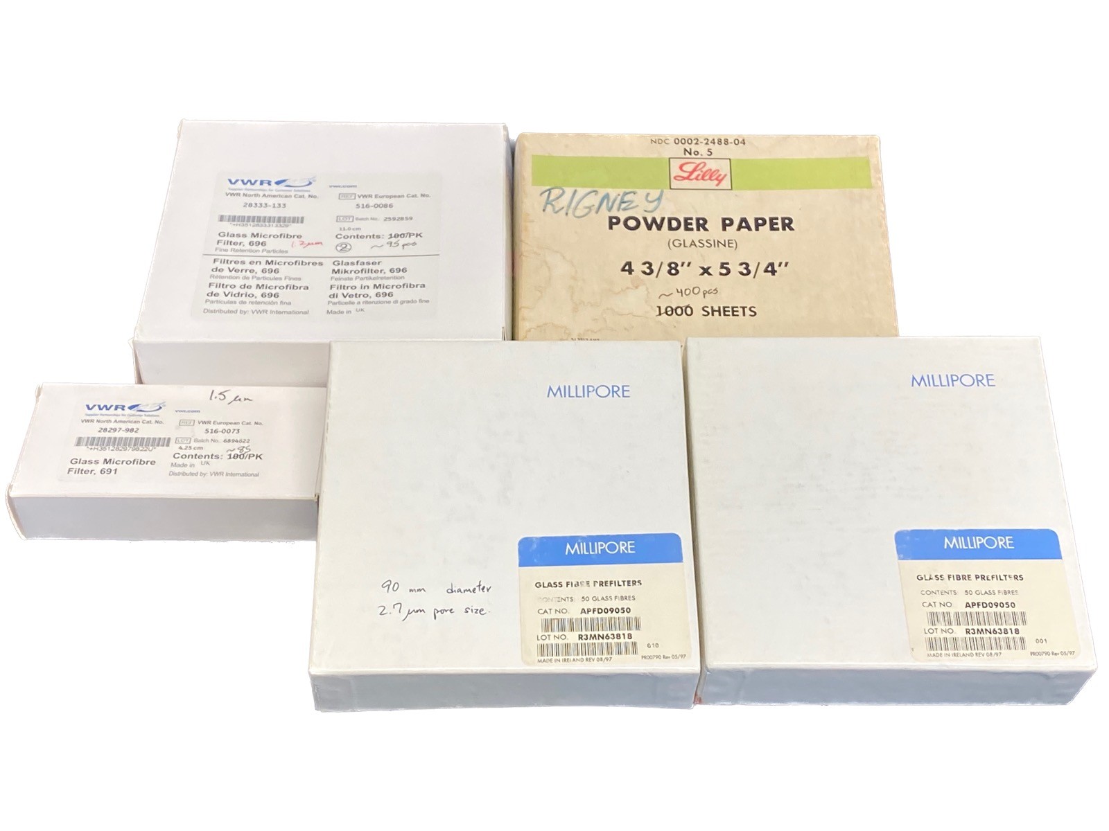 Lot of Powder & Glass Filter Paper Grade 691 696 Size 4.25cm 11cm 90mm 4.3×5.75″