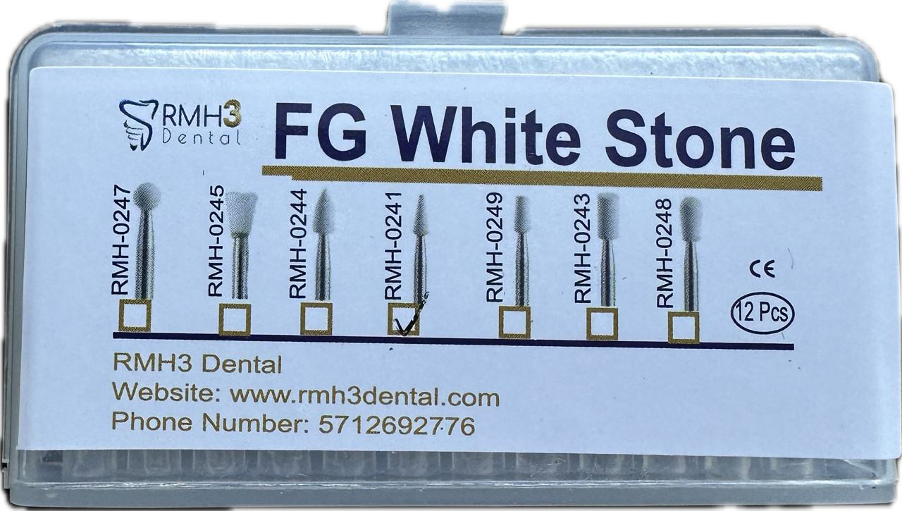 RMH3 Dental FG CN1 Aluminum Oxide White Finishing Stones 12/pk
