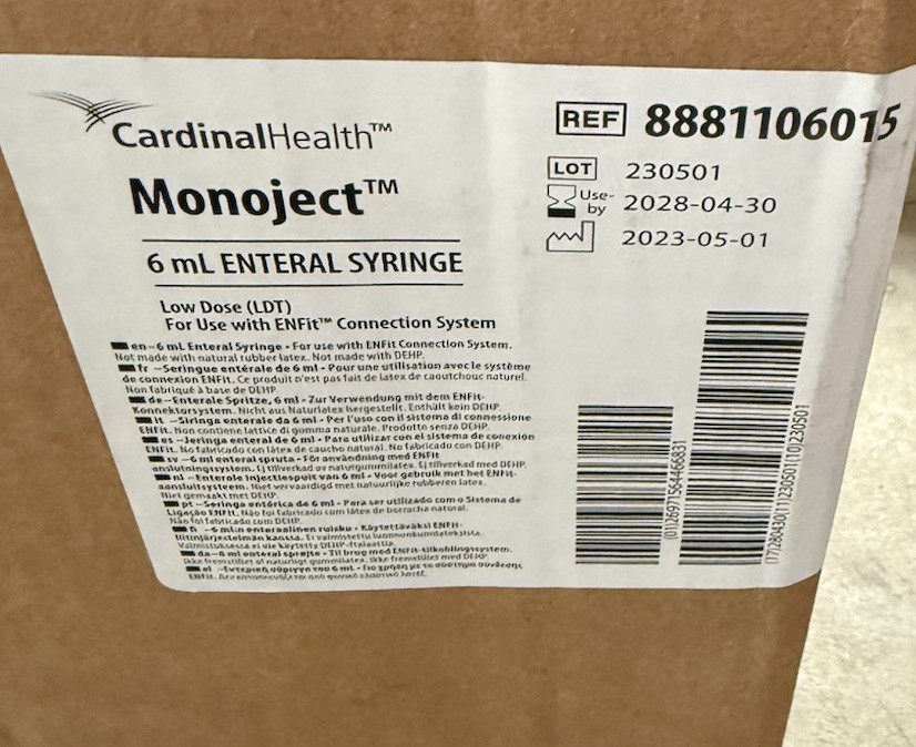 Monojet Syringe Enteral/Oral Feed ENFit 6ml 8881106015