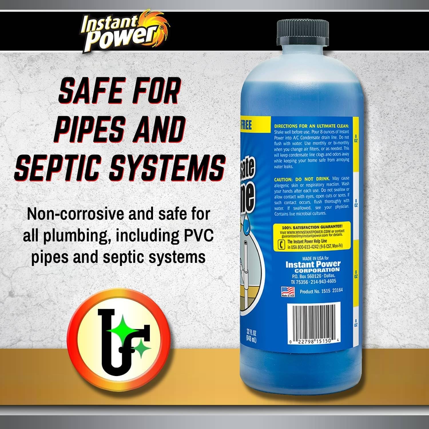 Instant Power A/C Condensate Drain Line Cleaner – AC & HVAC 1 liter, blue