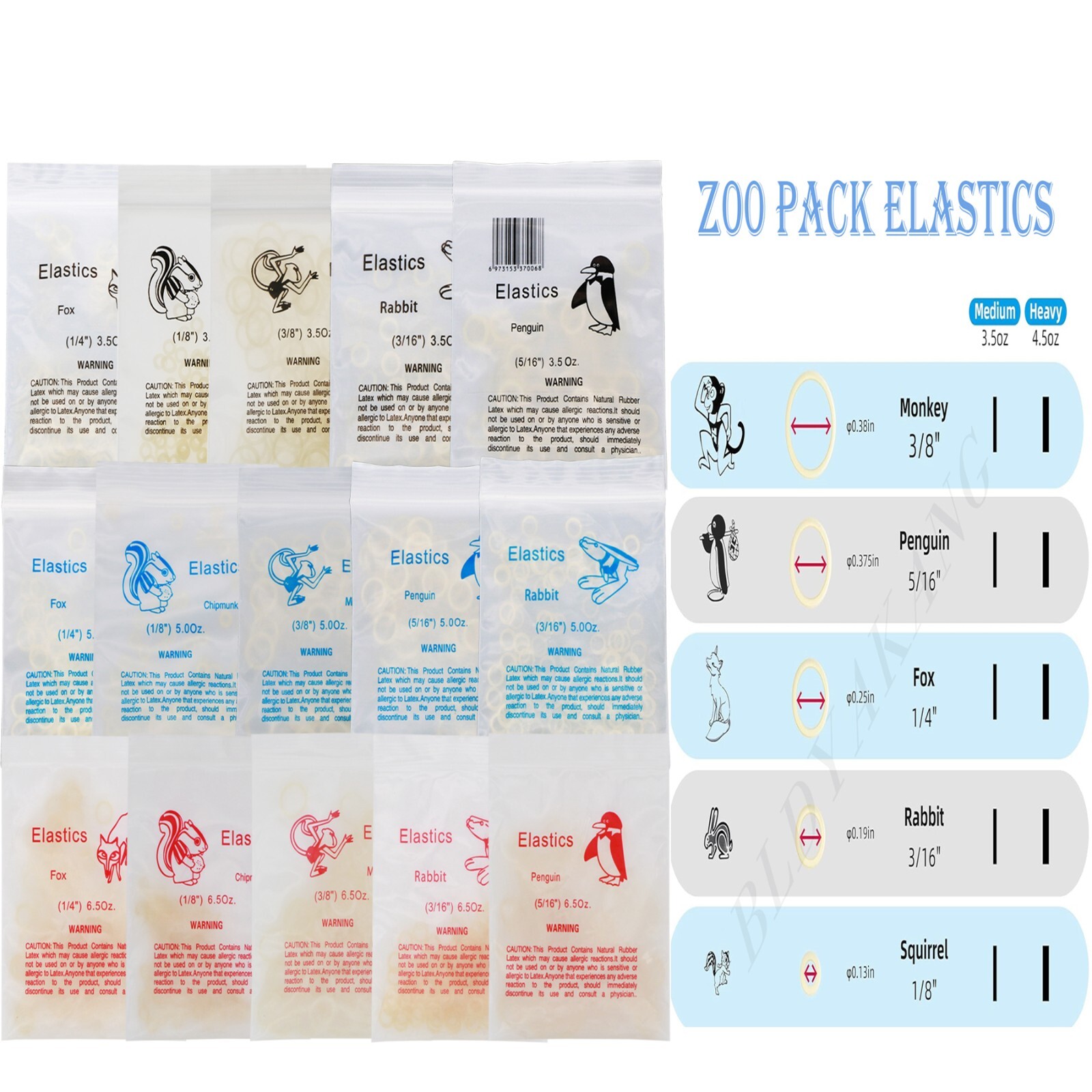 Dental Orthodontic Elastics Rubber Bands Ortho Latex Braces 3.5 5.0 6.5 OZ