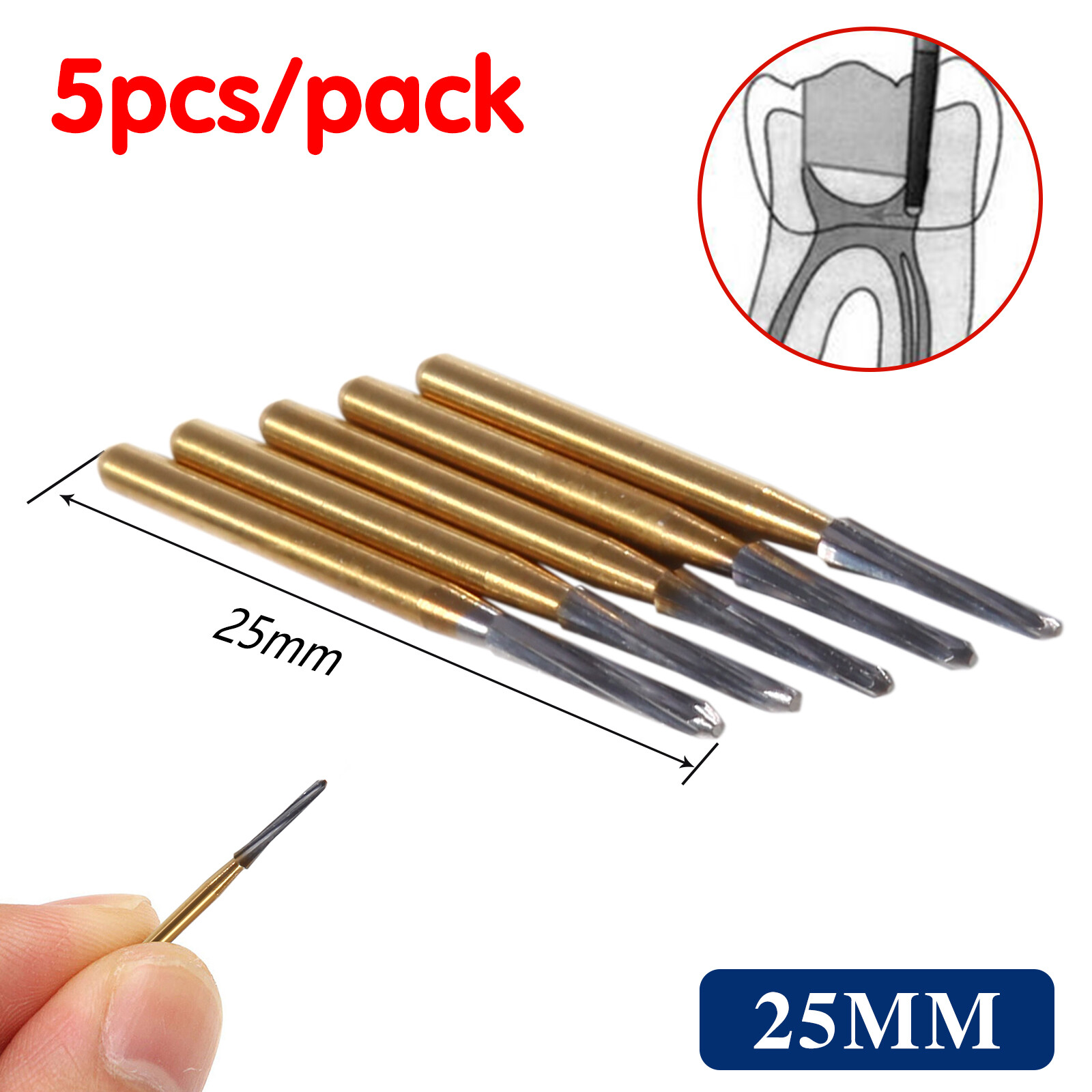 5PCS Dental Endodontic ENDO-Z Tungsten Carbide FG Round Bur High Speed 25mm USA