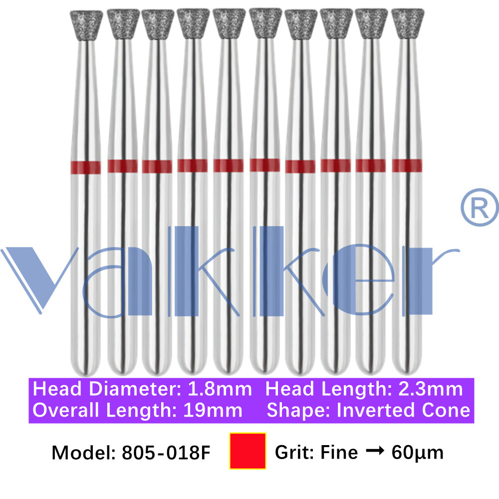 Vakker 10pc Dental Diamond Burs Inverted Cone & Amalgam Buster Handpiece Bur