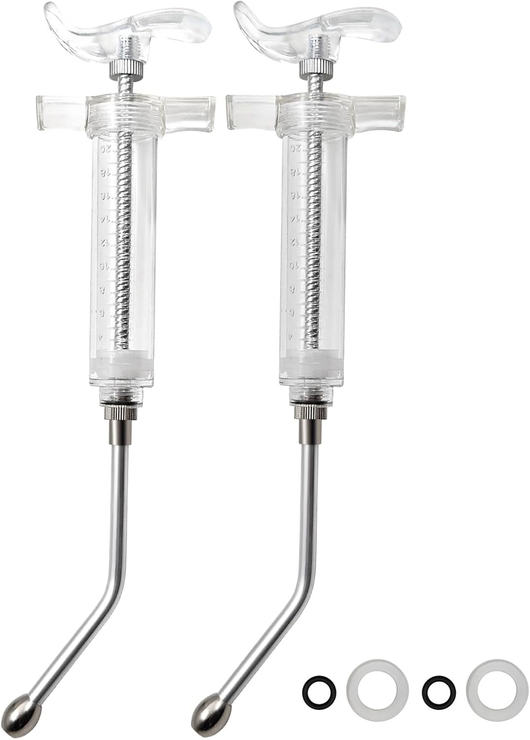 2 pcs Reusable Goats Syringe for Goat, 2 Drench Nozzle Adjustable Dosage…