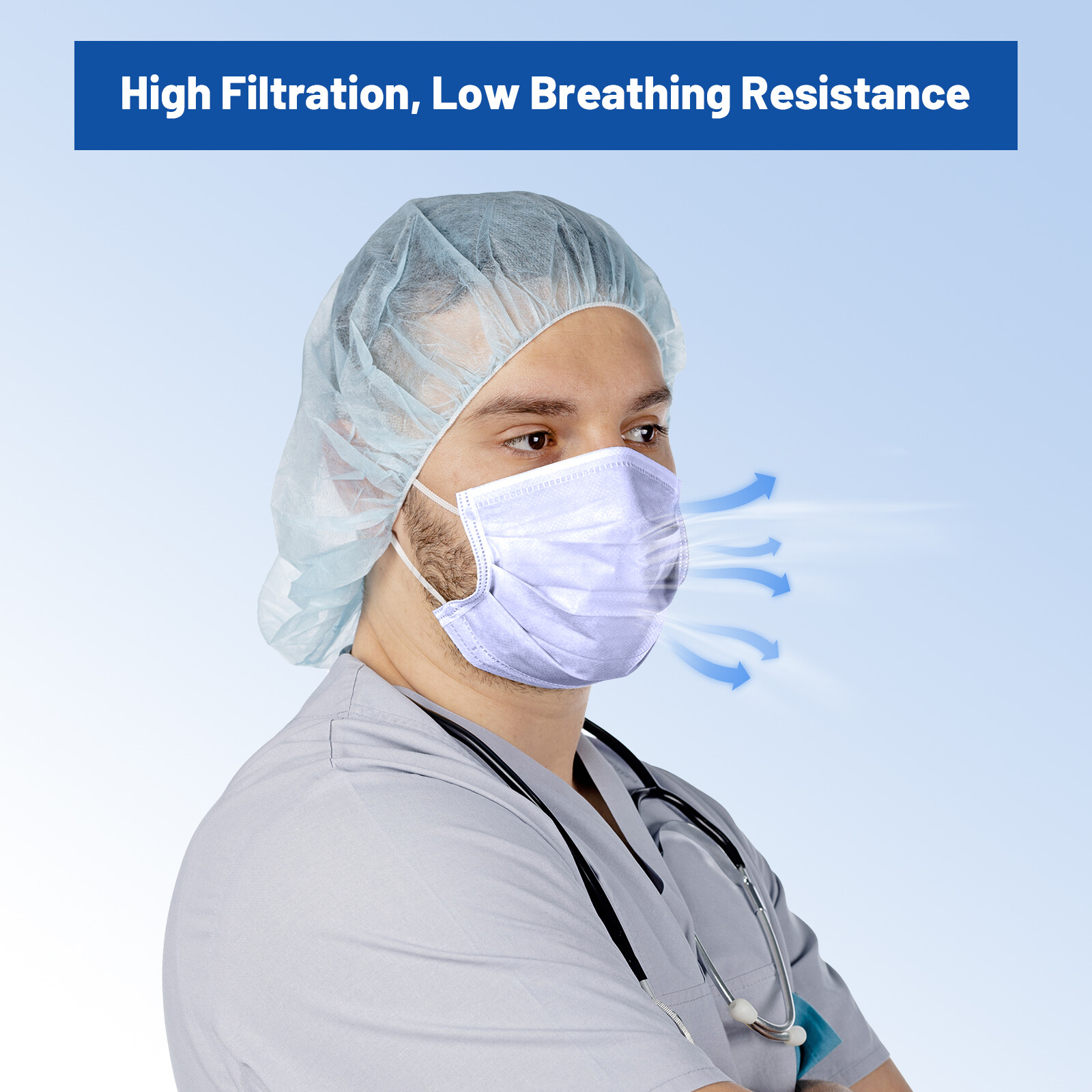 ASTM Level 1 Disposable Face Mask Medical Surgical 3 Ply Ear loop Black Masks
