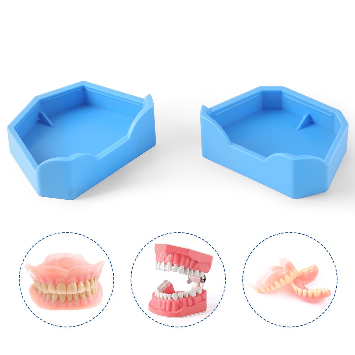 6pcs AZDENT Dental Lab Silicone Rubber Plaster Model Base Former Molds Tray