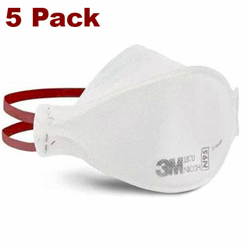 3M 1870+ N95 Particulate Respirator Surgical Mask NIOSH Approved Pack of 5 Masks