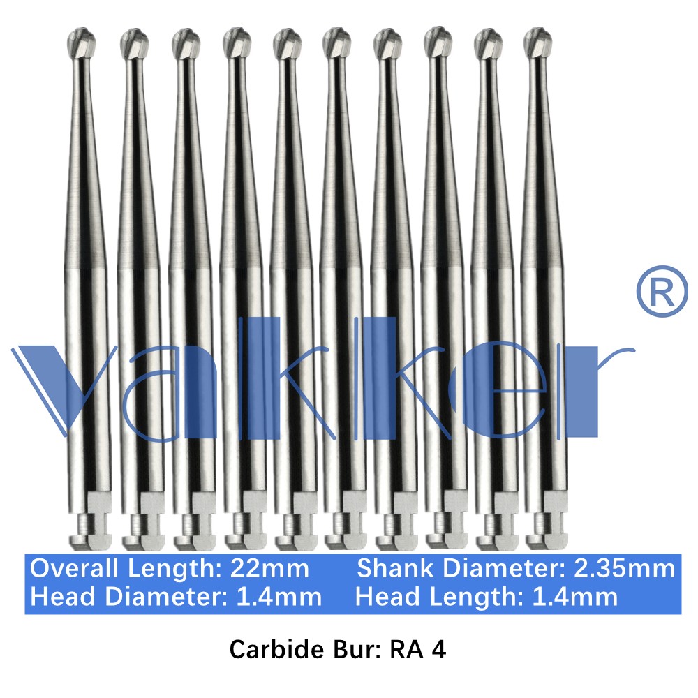 10/pk Dental Carbide Burs RA Latch Type 22mm Inverted Cone Football Low Speed