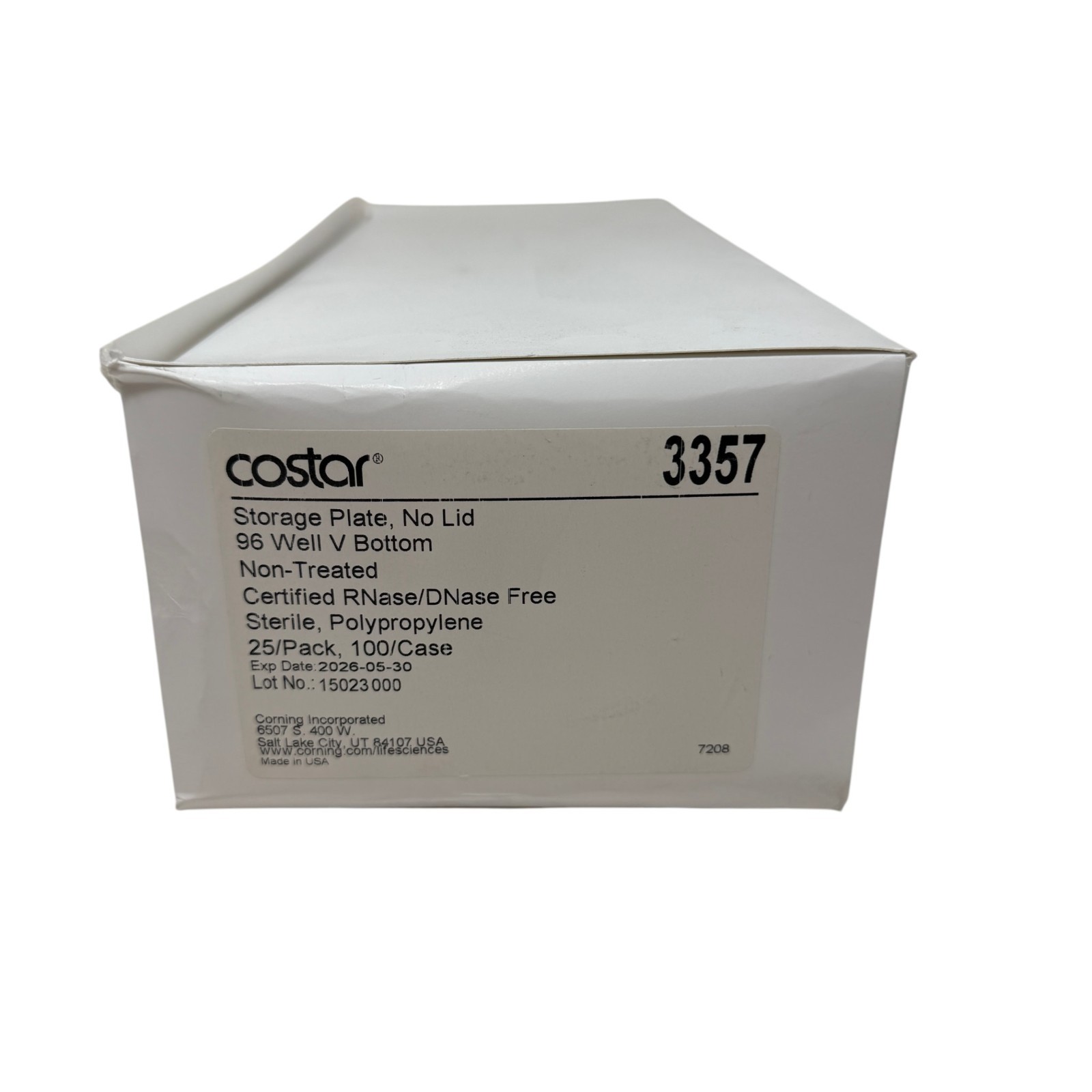 Corning Costar 3357 96-Well V-Bottom Storage Plate Polypropylene Sterile, 25 Pcs