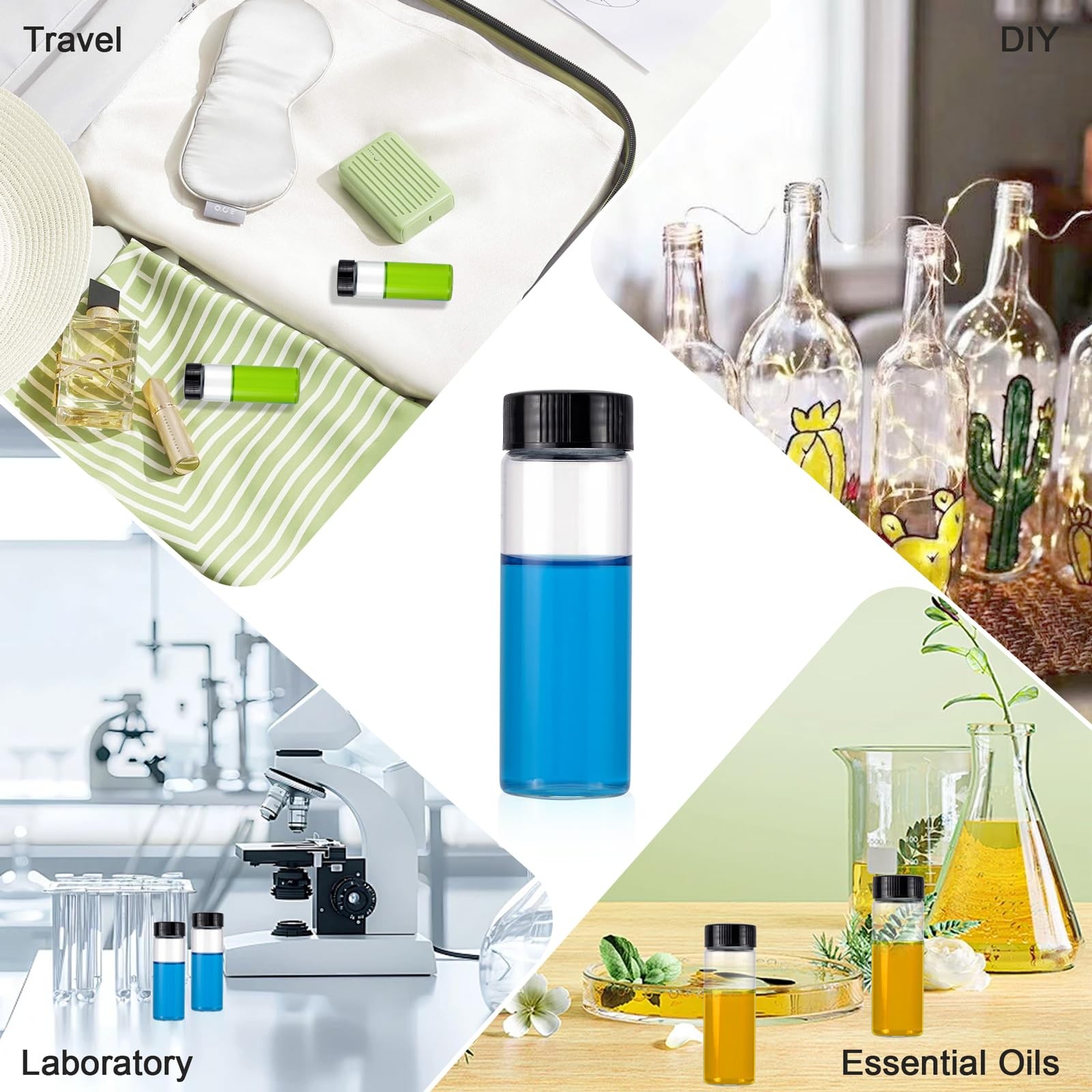 Kesell 10 Pack 40ml Vial Clear Glass Sample Bottles Empty 40 ml-10pcs,