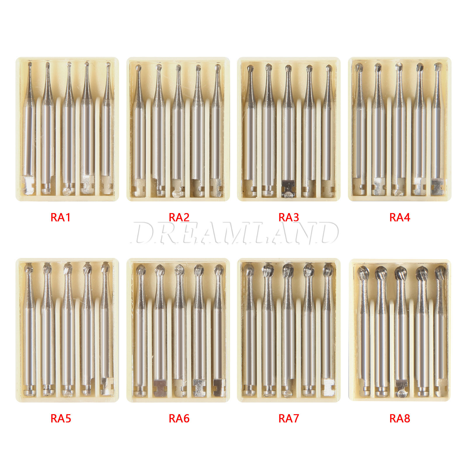 Dental Round Carbide Bur for Slow Speed Latch Type RA 1# -RA 8# Burs 22.5mm
