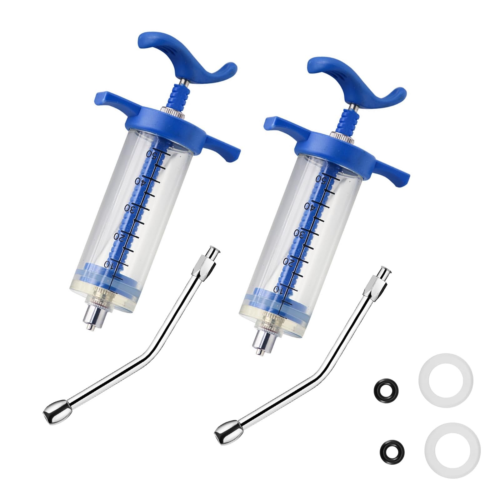 2Pcs Reusable Goats Syringe, 2 Drench Nozzle Adjustable Dosage Drench Gun Syr…