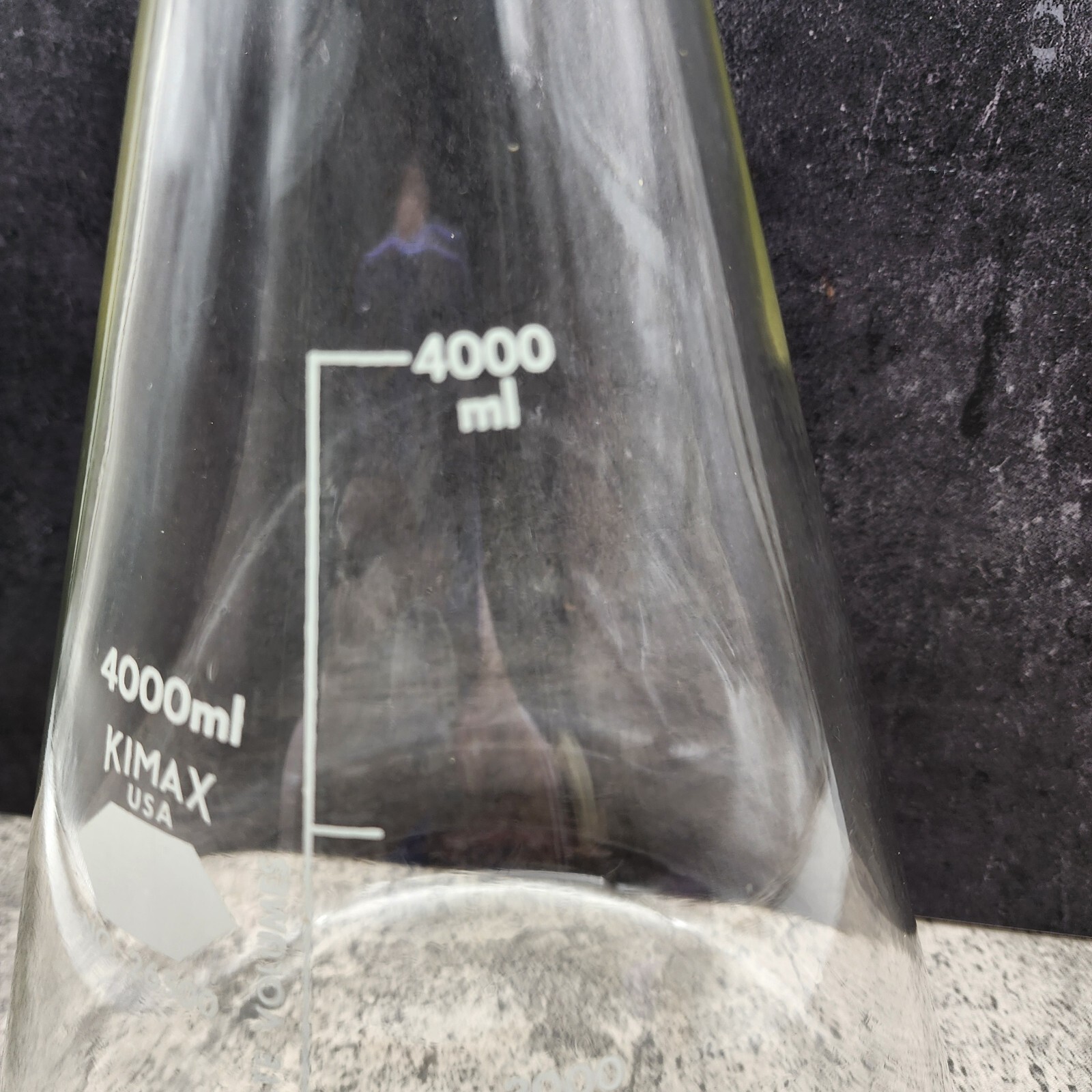 KIMAX Glass Heavy Duty Rim Erlenmeyer Flask #26500 4000ml Made In USA