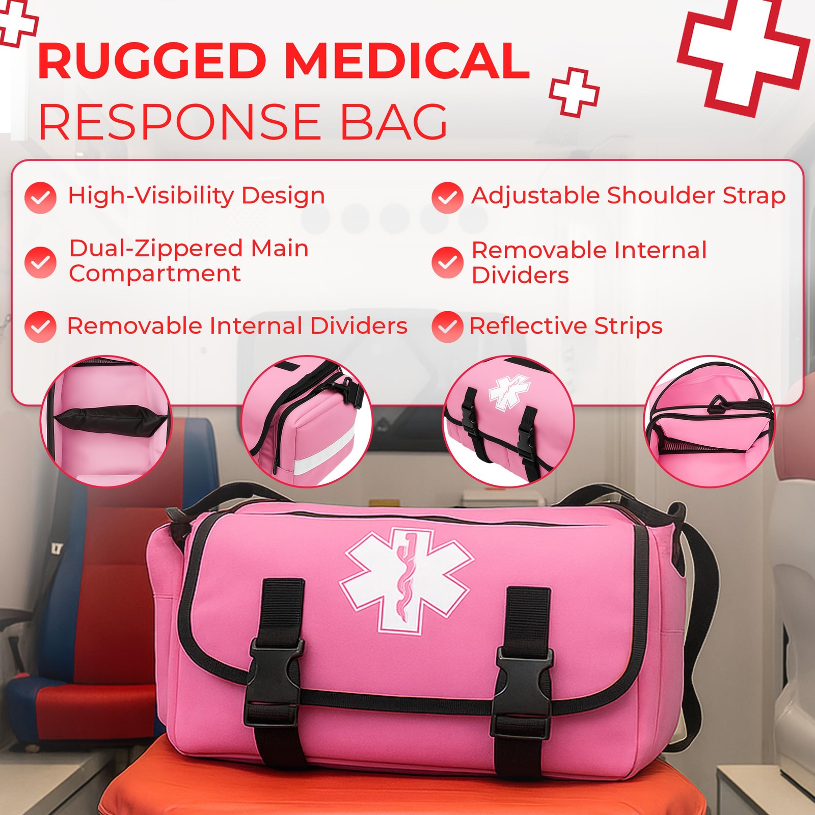 Ever Ready First Aid Fully Stocked Emt Trauma Bag First Responder Medical Kit