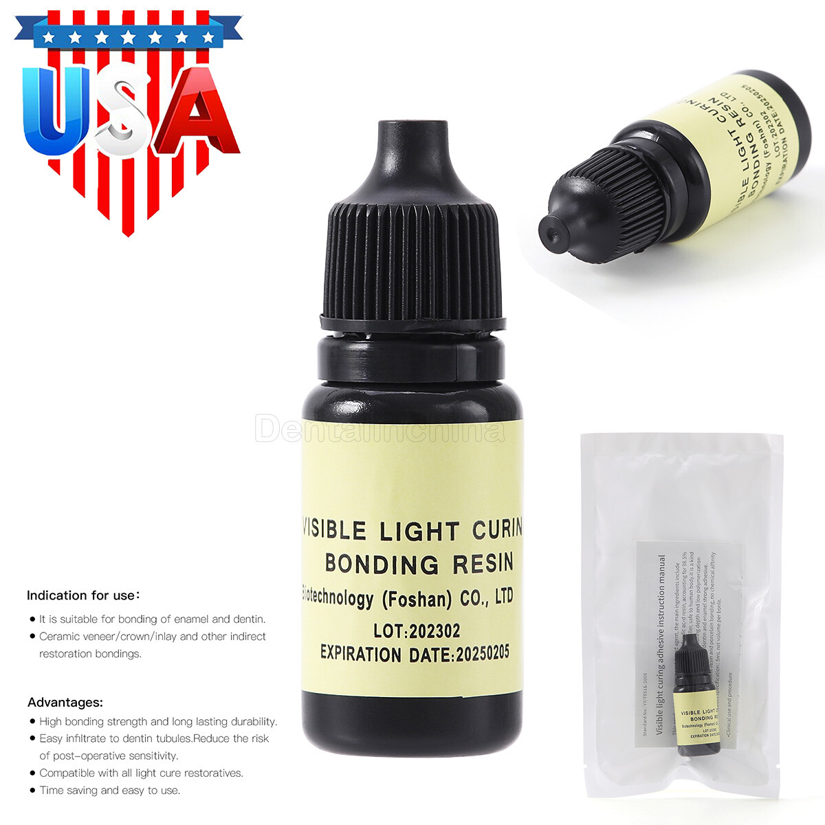 Dental Visible Light Cure One Step Dentin Enamel Resin Bonding Adhesive Agents