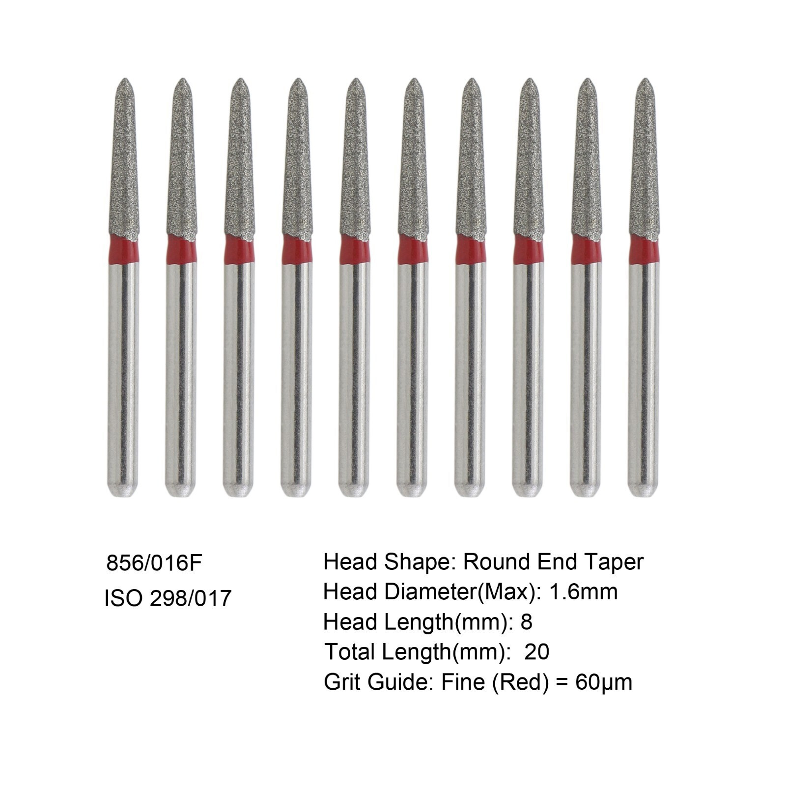 Dental Diamond Burs FG Round End Taper Super Coarse Fine Grit High Speed 856 850