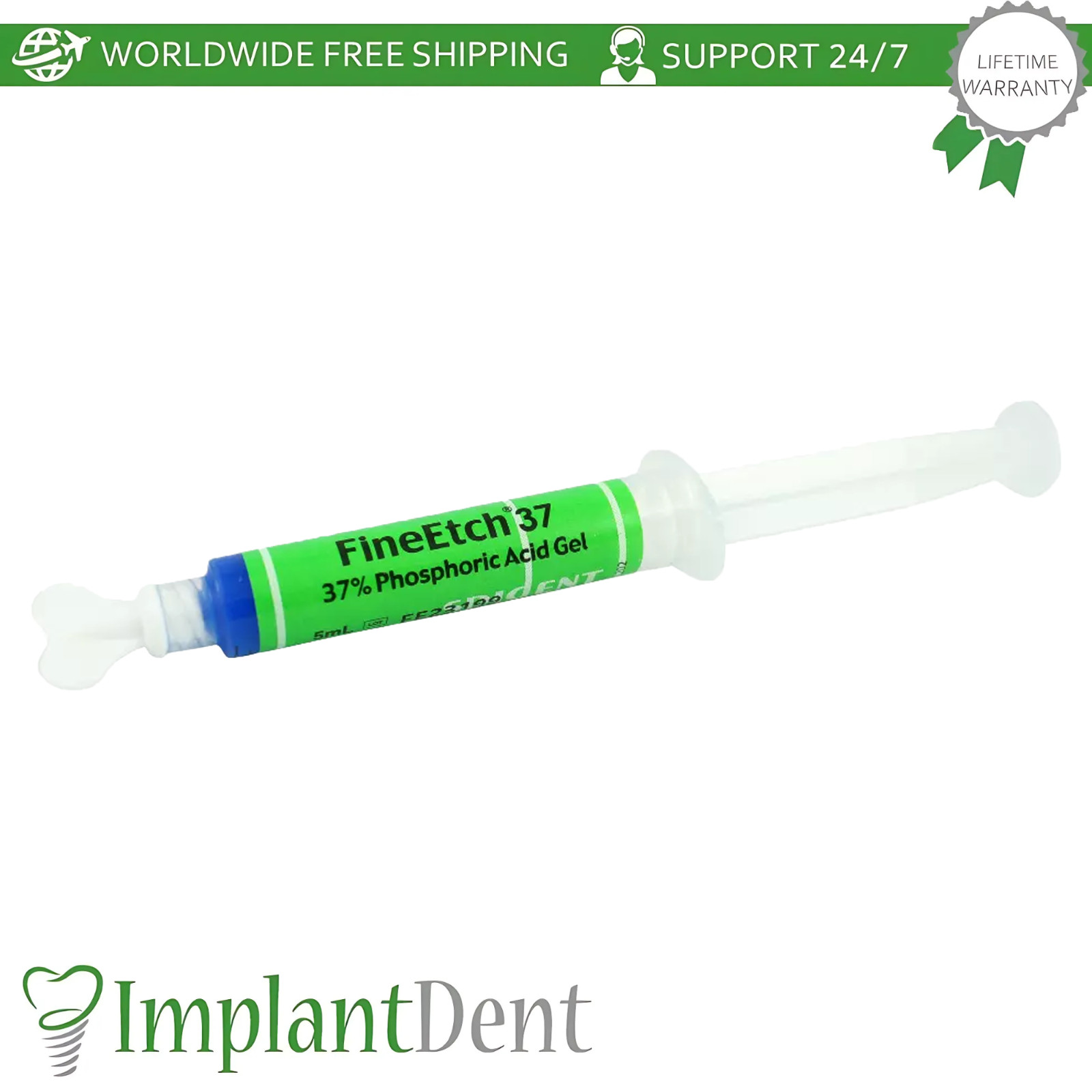 Spident FineEtch Dental Etching Gel 5ml x3 Syringes Smear Layers Remover Bonding