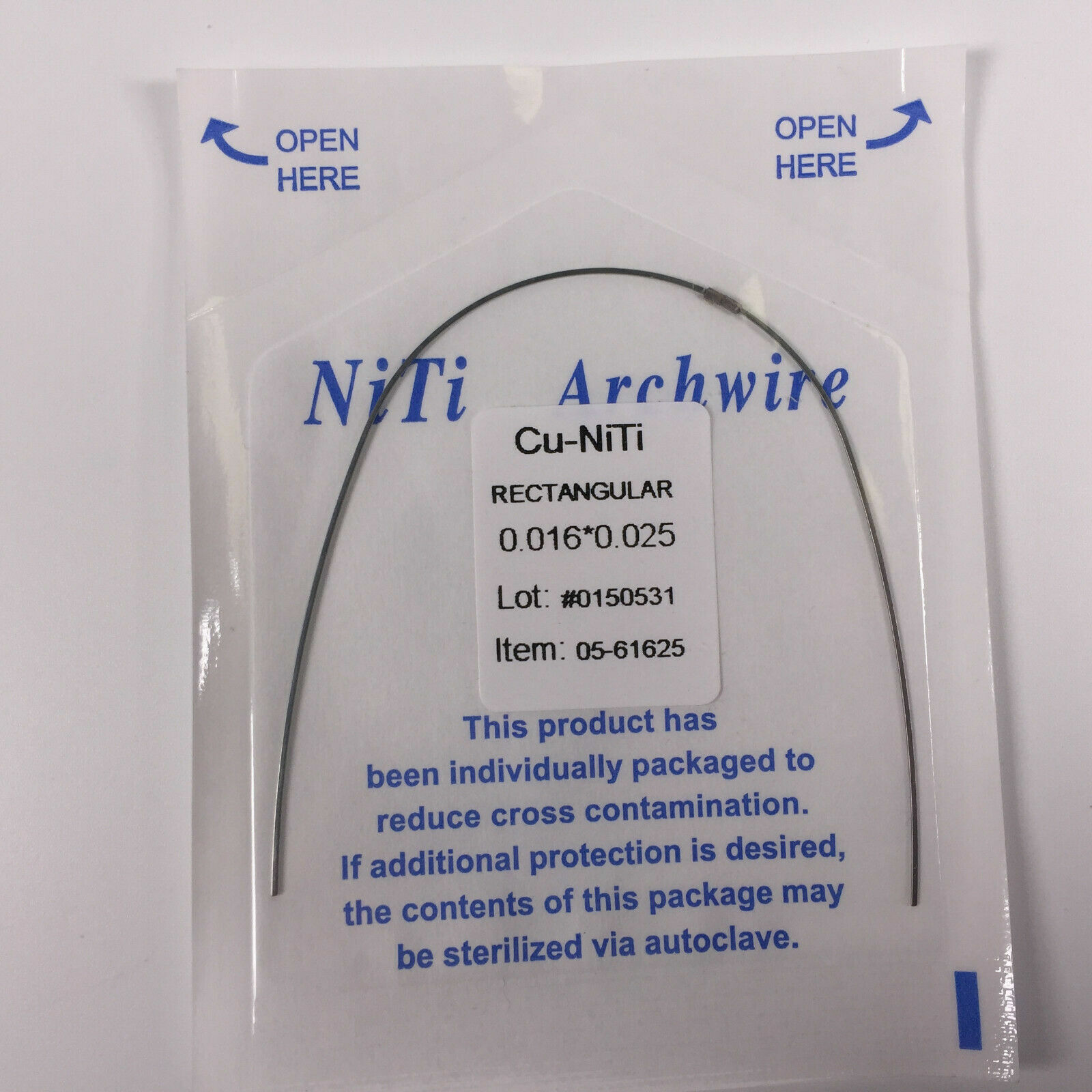 50pcs Dental Copper Cu-Niti Rectangular Arch Wires With Stopper 14-19*25 16*22