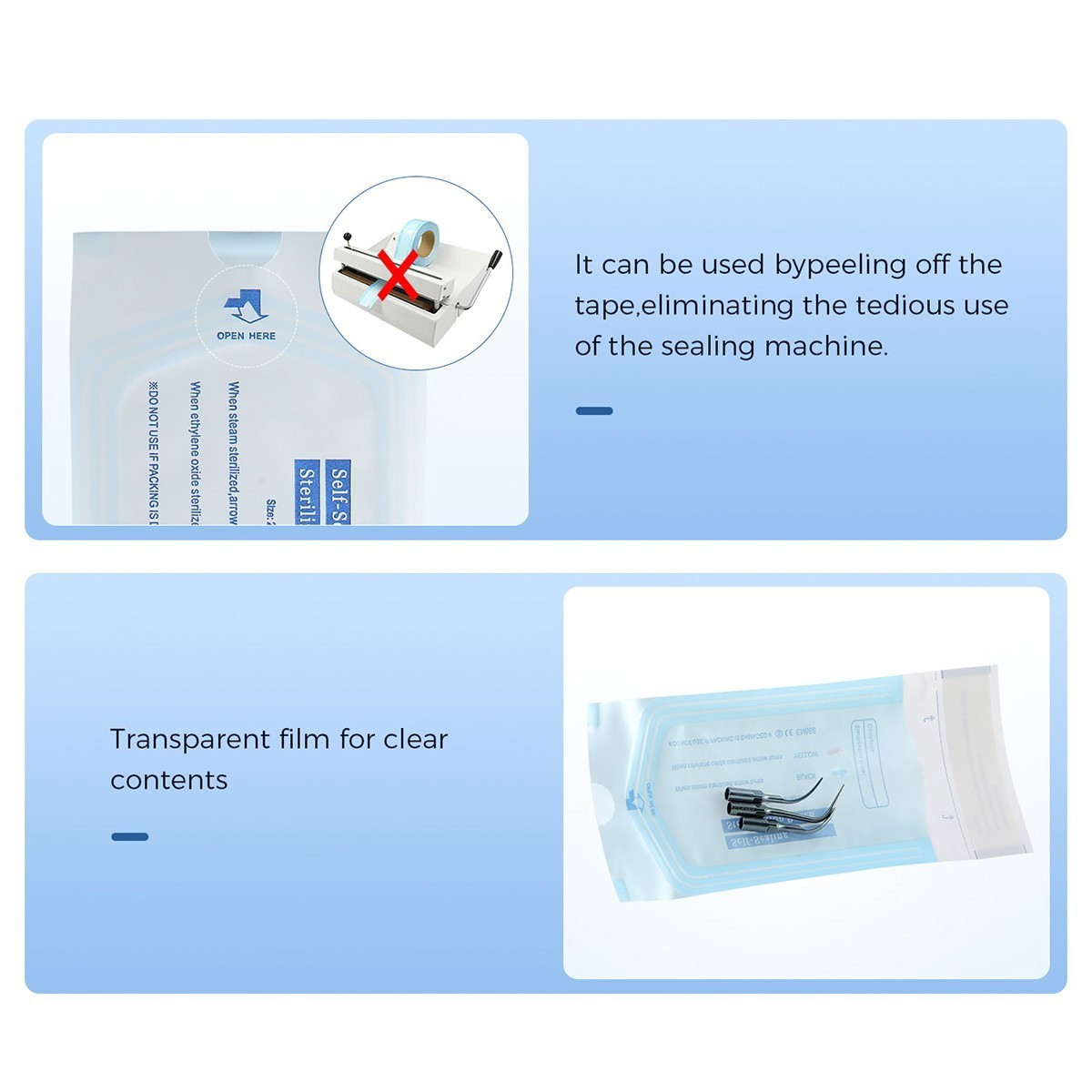 200pcs/Box Medical Self Sterilization Pouches Pouch Autoclave Sterilizer Bags