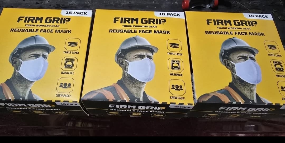 Three 16 Packs Of Firm Grip Reusable Face Masks 48 Total (3 Boxes Of 16)