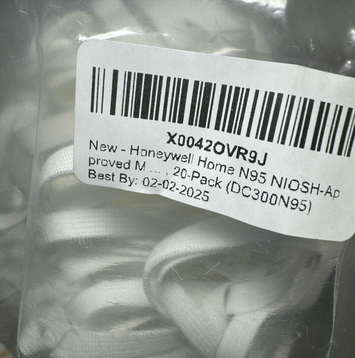Honeywell N95 DC300N95B Particulate Respirators Face Mask NIOSH Approved Lot 100