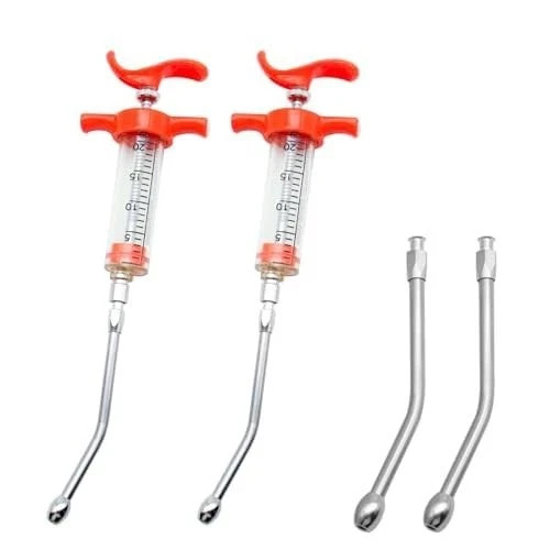 2 Pieces Goat Syringe with 4 Drench Nozzle Adjustable Dosage ,Reusable Drench…