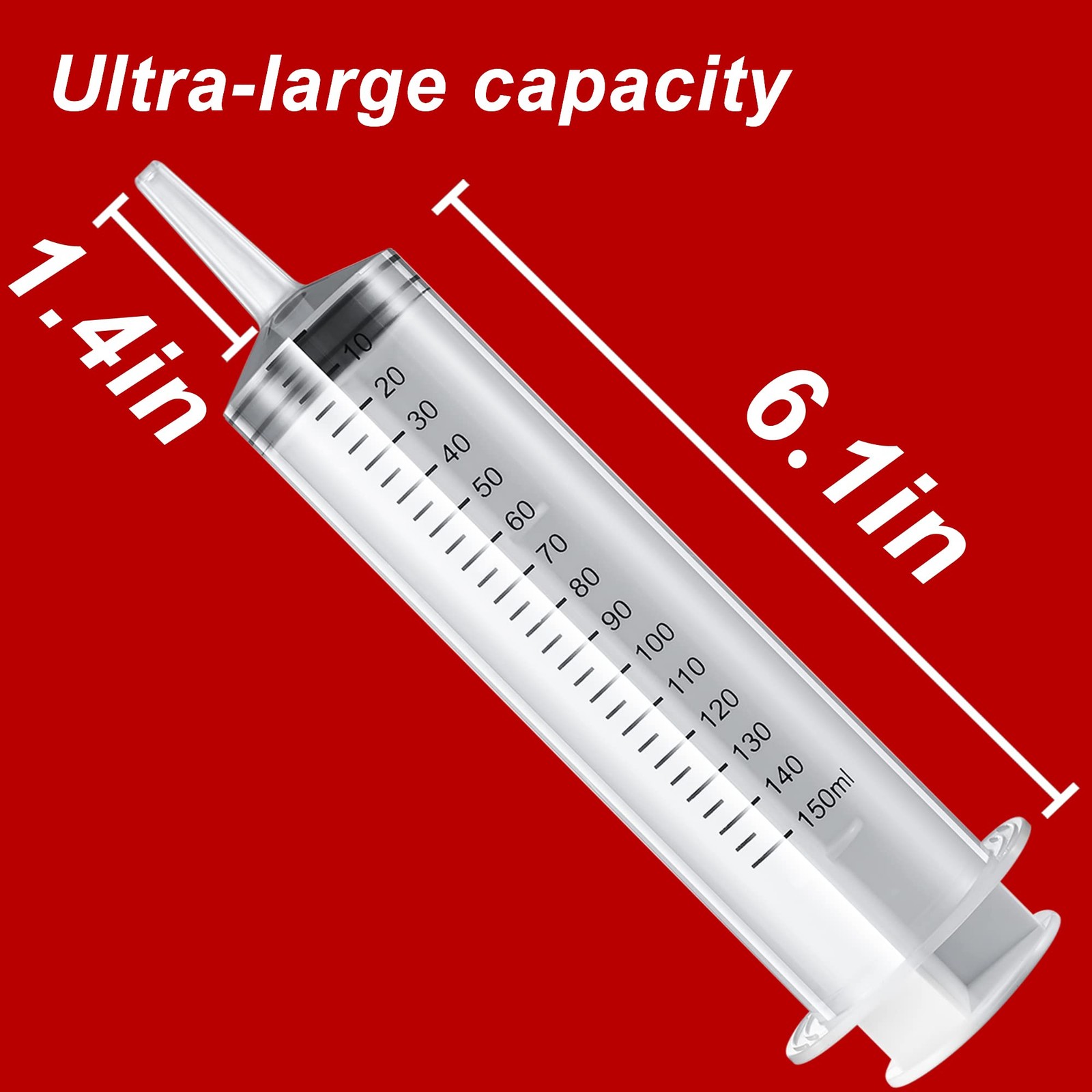 2 Pack Big Syringes (150 ML), Large Clear Plastic Garden 150 ML, clear