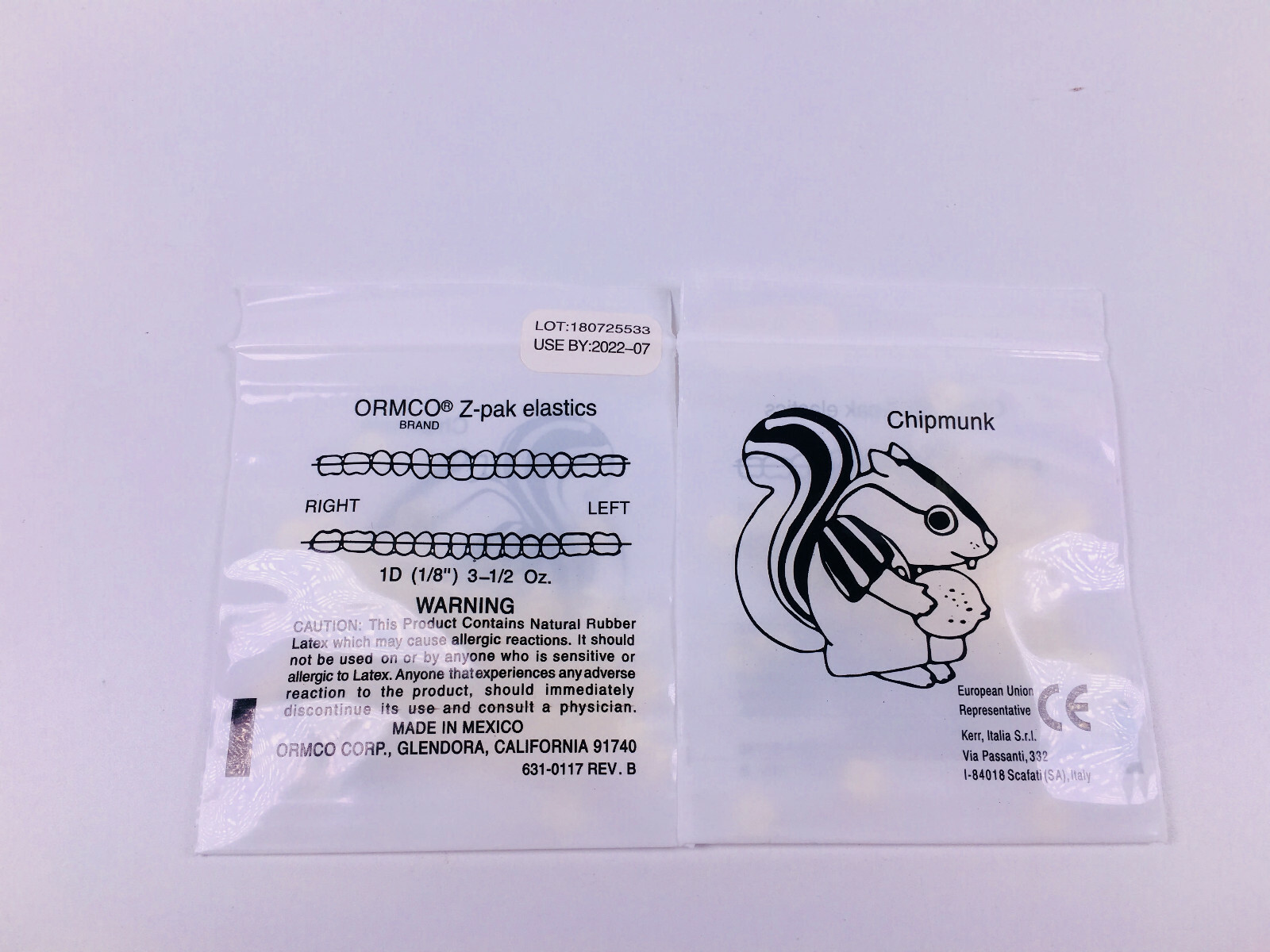 ORMCO Zoo Pack Elastics Dental Clear Yellow 5000/Box 3.5OZ 1/8 3/16 1/4 5/16 3/8