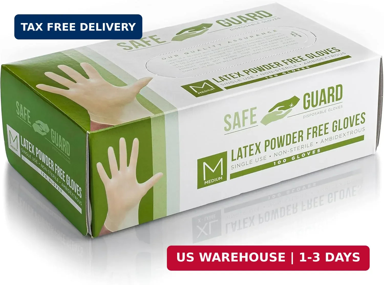 Safeguard unisex adult Latex Gloves, Box, Medium ,100 Count (Pack of 1)