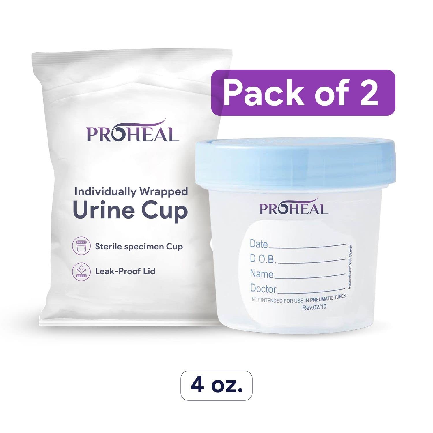 Sterile Urine Specimen Cups with Lids (2PK)- 4 oz. Sample for…