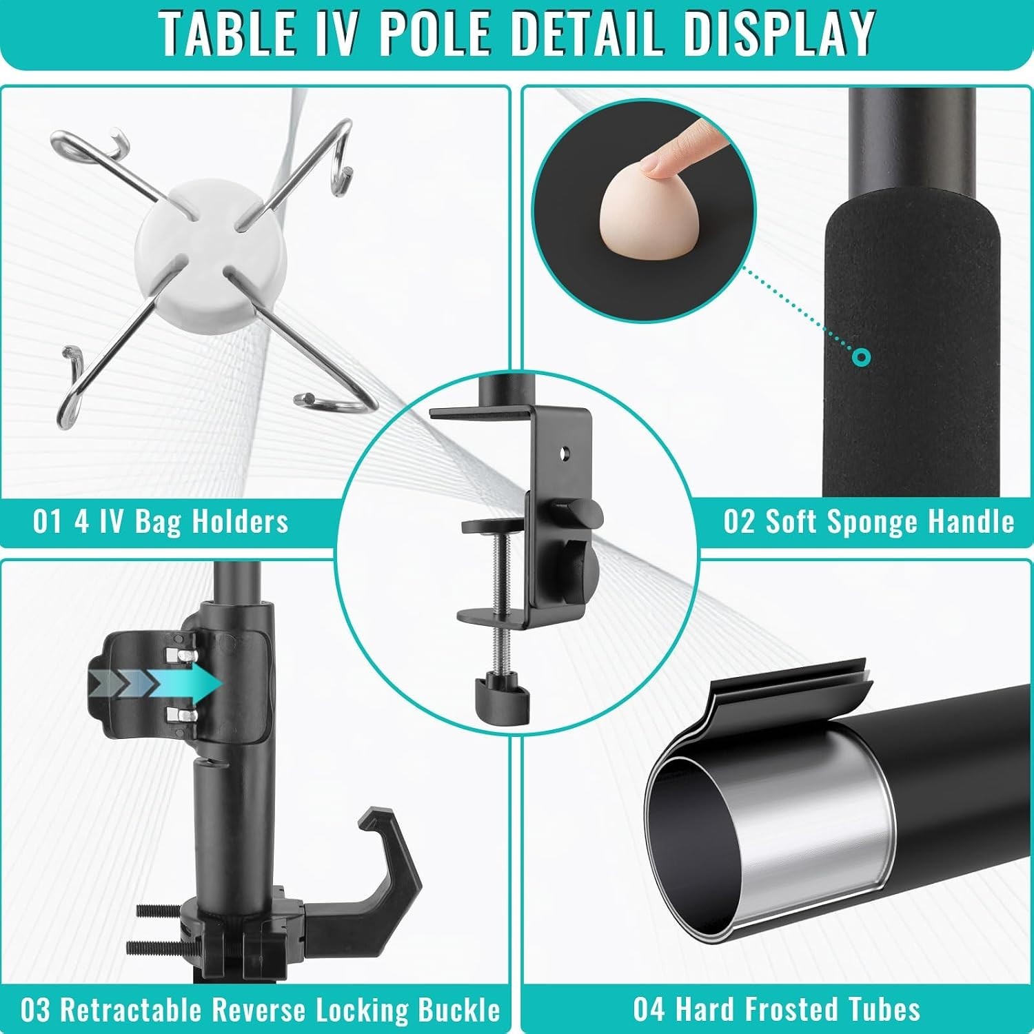 32-56In Telescopic IV Stand with 4 Bag Holders – Optimized for Home and Hospital