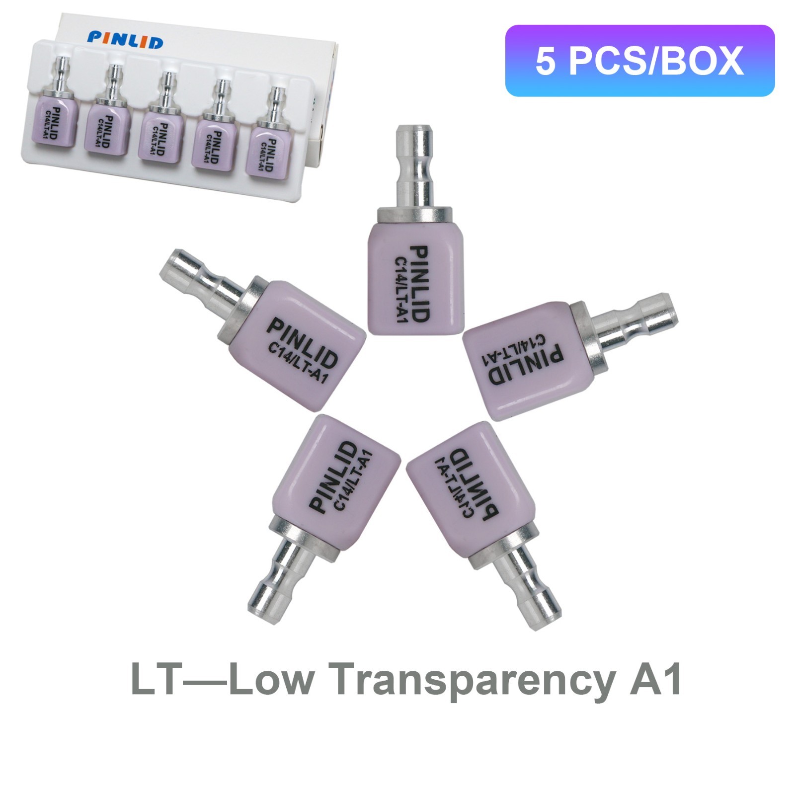 LT C14 Dental Glass Ceramic Lithium Dislicate Blocks Cerec Emax CAD CAM 5Pcs/Box