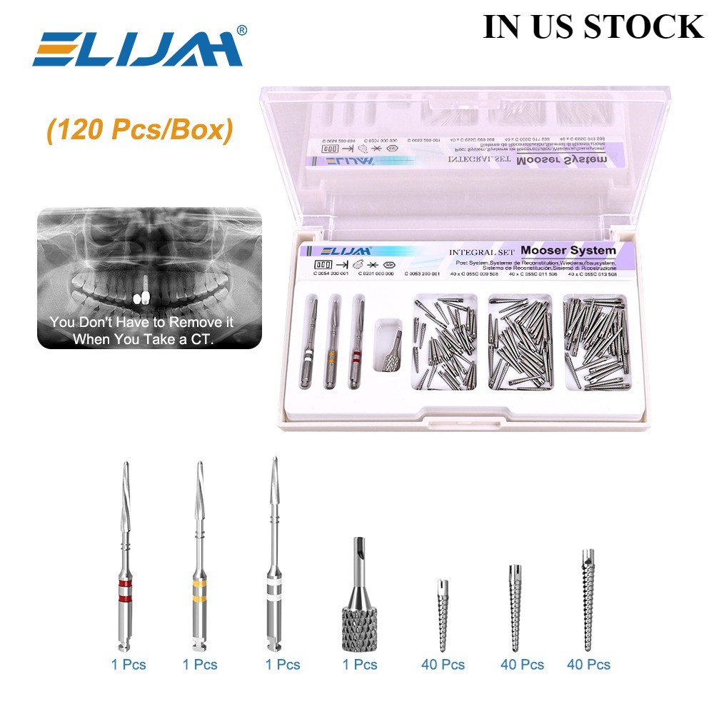 120pcs/kit Dental Screw Post Completed Kit Silver/Gold Plated Endo Conical Pins