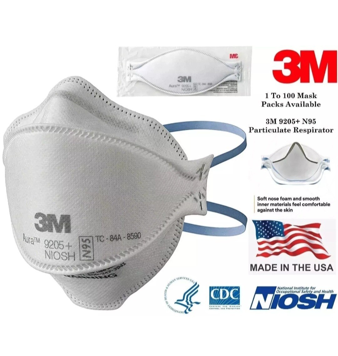 20 Pack 3M Aura 9205+ N95 Particulate Respirator Face Mask NIOSH – White