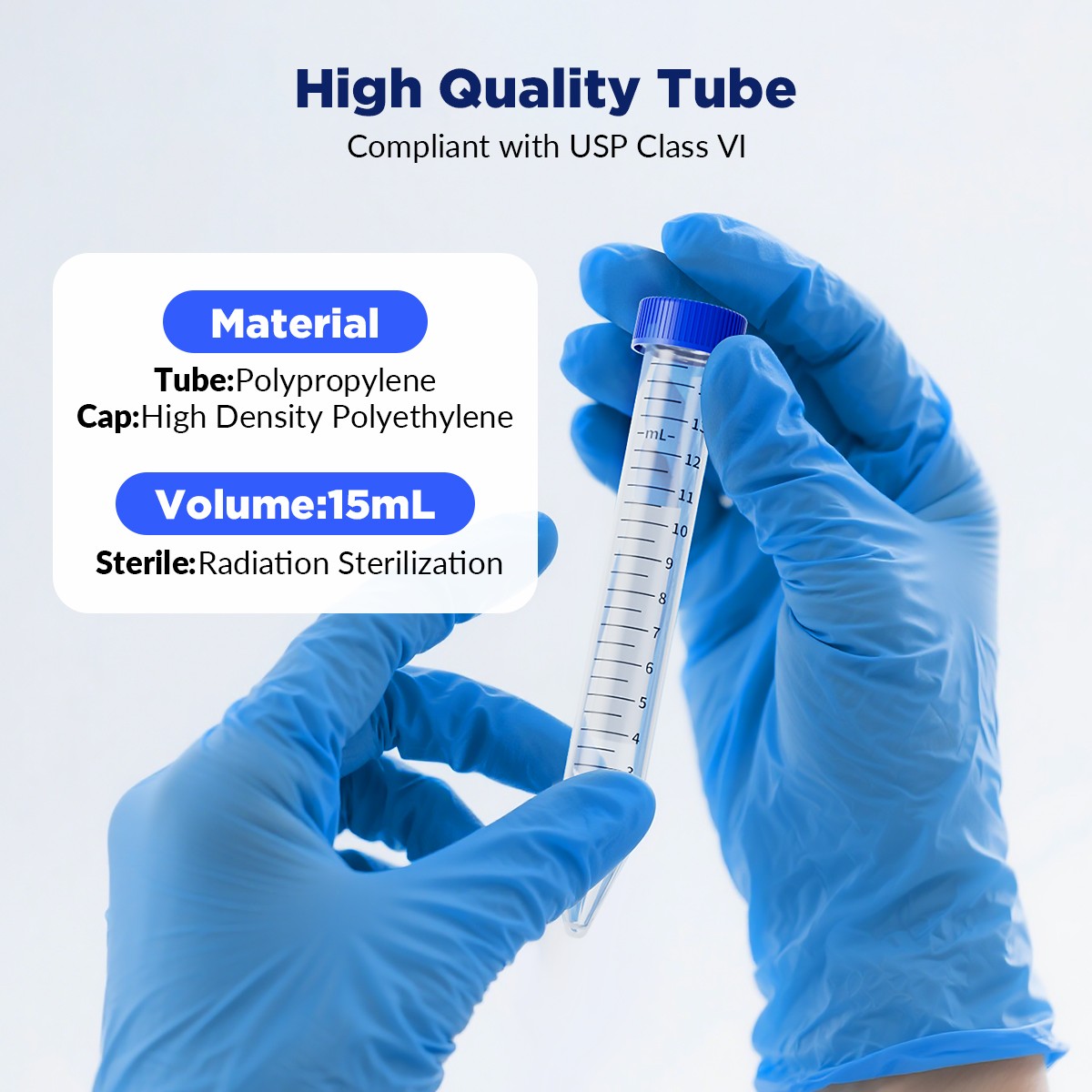 10000pc Conicial Centrifuge Tubes 15mL Clear Plastic Test Tube DN/RNase Free LAB