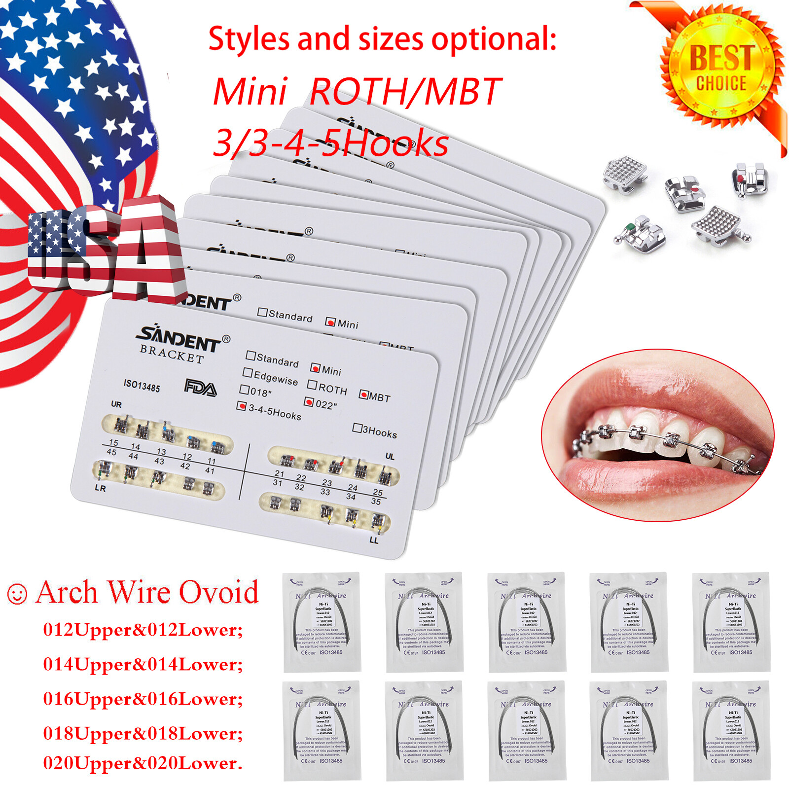 10 Packs SKYSEA Dental Orthodontic Arch Wire Super Elastic Niti Round Ovoid Form