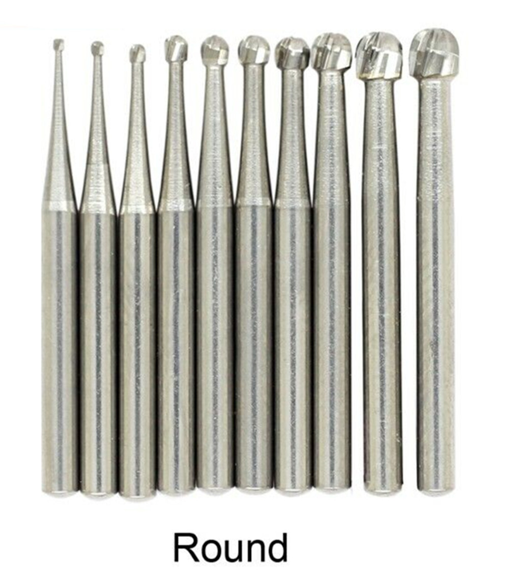 Dental Tungsten Carbide Steel Burs FG Drills Round Pear Taper Fissure Cutter