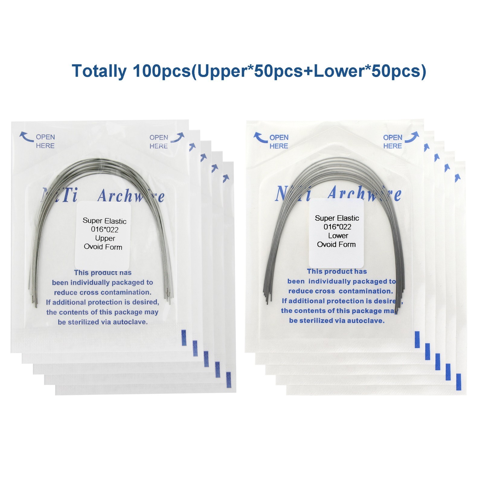 100pcs Dental Orthodontic Arch Wires Niti Stainless Steel Round Rectangular