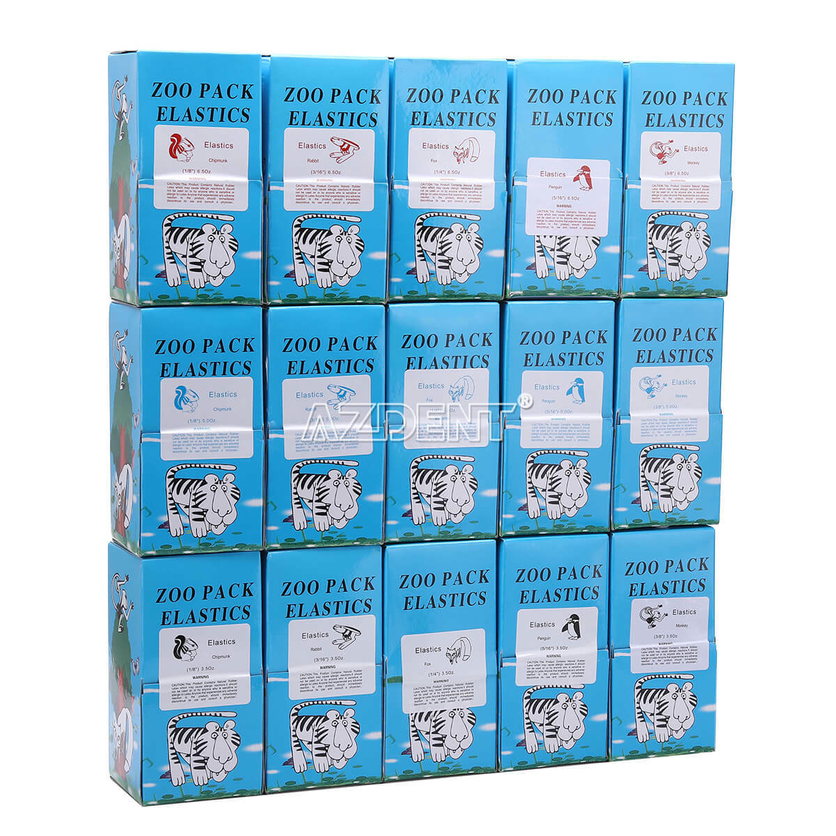 Dental Ortho Elastic Rubber Bands 3.5/5.0/6.5 OZ Zoo Pack Latex Braces 5000pcs