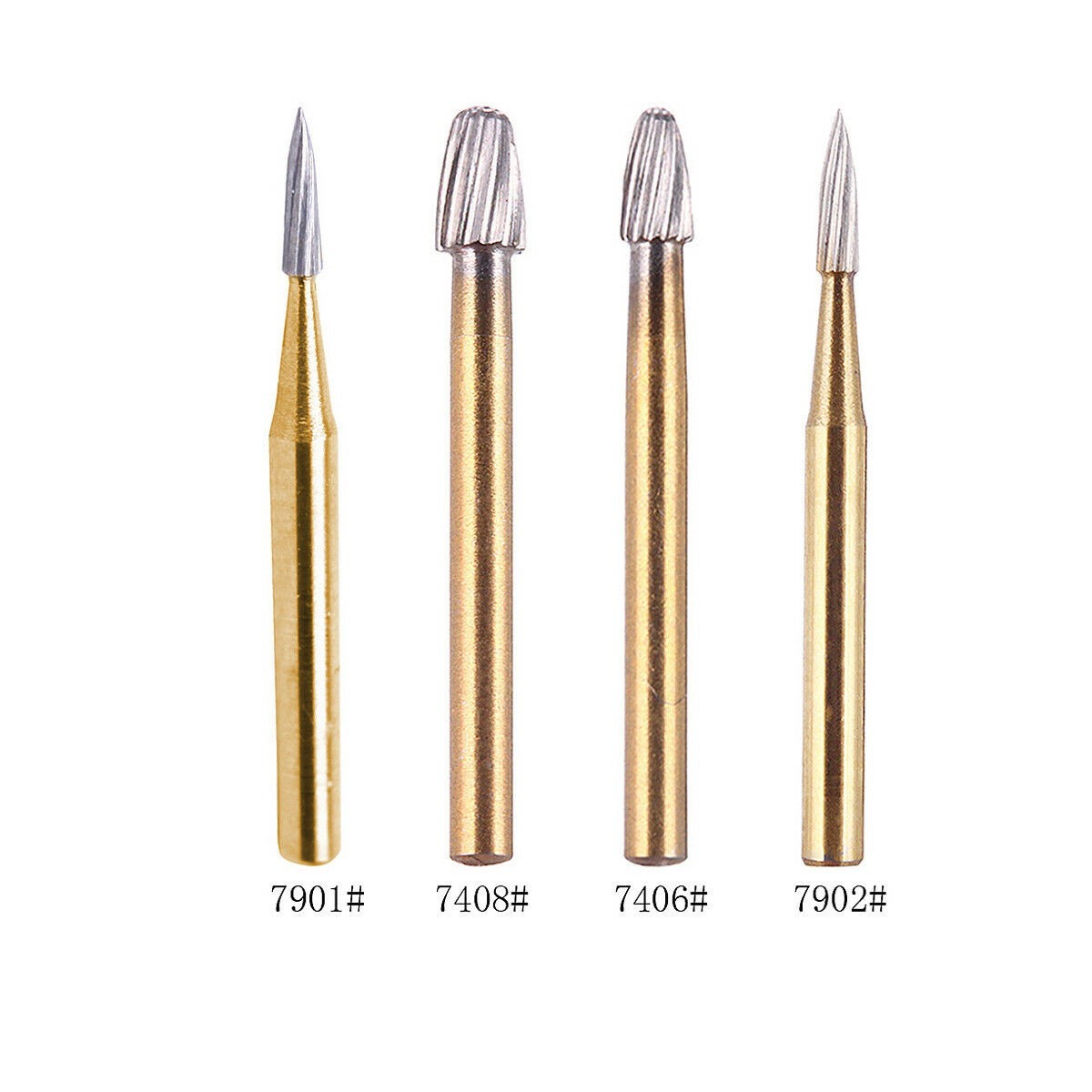 10/ Dental Tungsten Carbide Trimming Finishing Burs Round/Bud/Egg/Flame/Needle