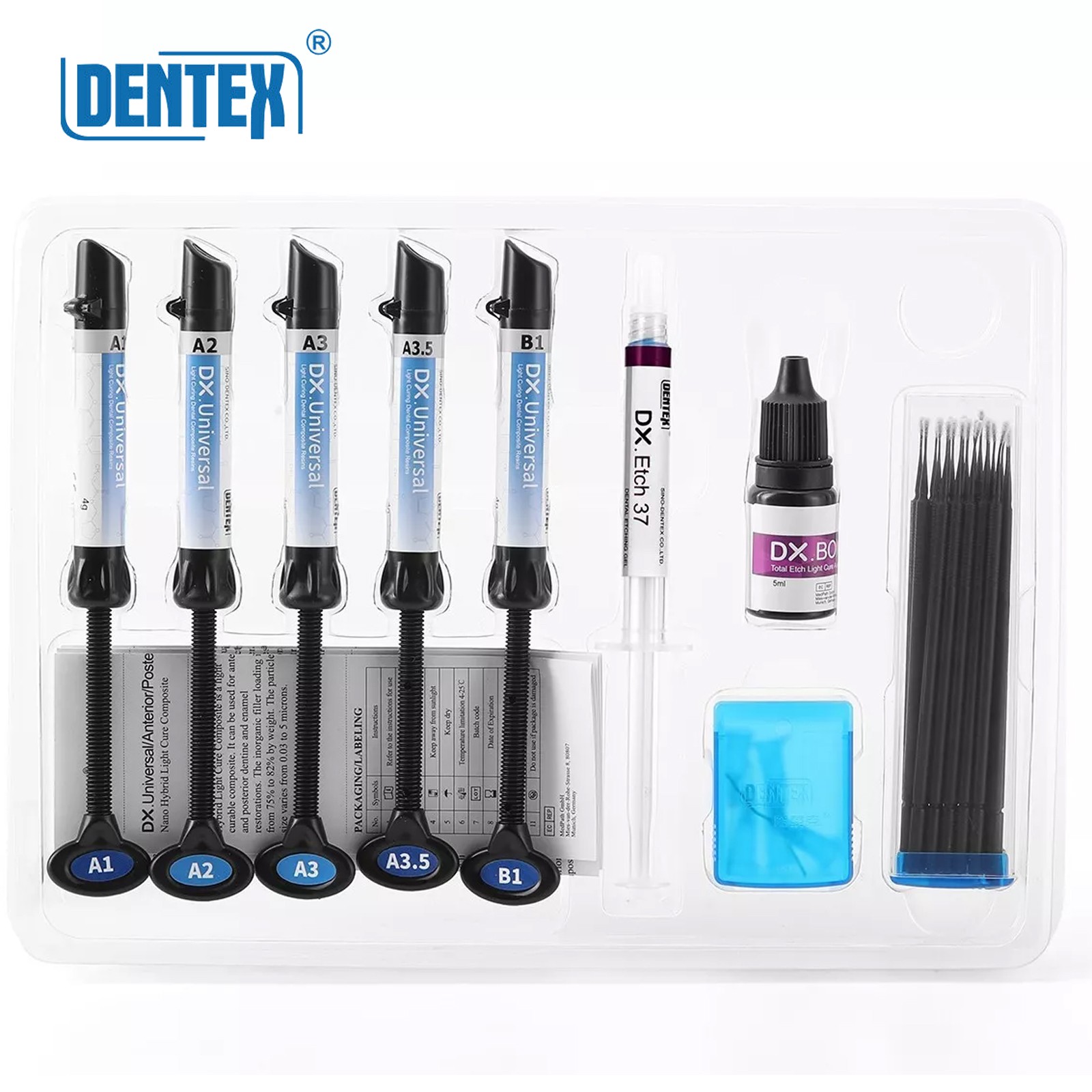 DX.Universal Dental Light Cure Composite Resin A1-B1 Etching Gel Adhesive Kit