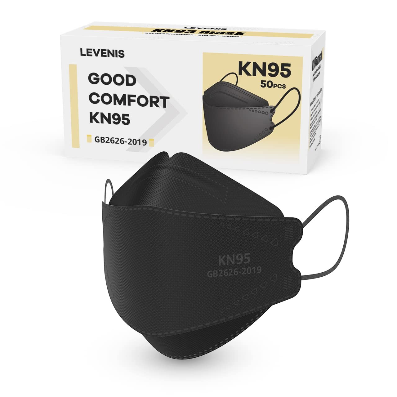 LEVENIS KN95 Face Masks 50 Pack, Breathable Comfortable and Disposable KN95