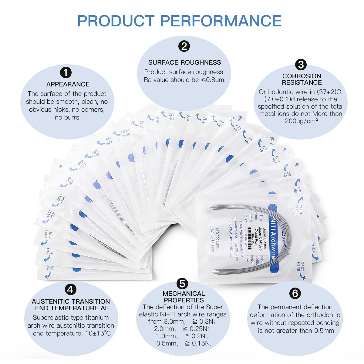 AZDENT Dental Orthodontic Super Elastic NITI Rectangular Arch Wires Ovoid Form