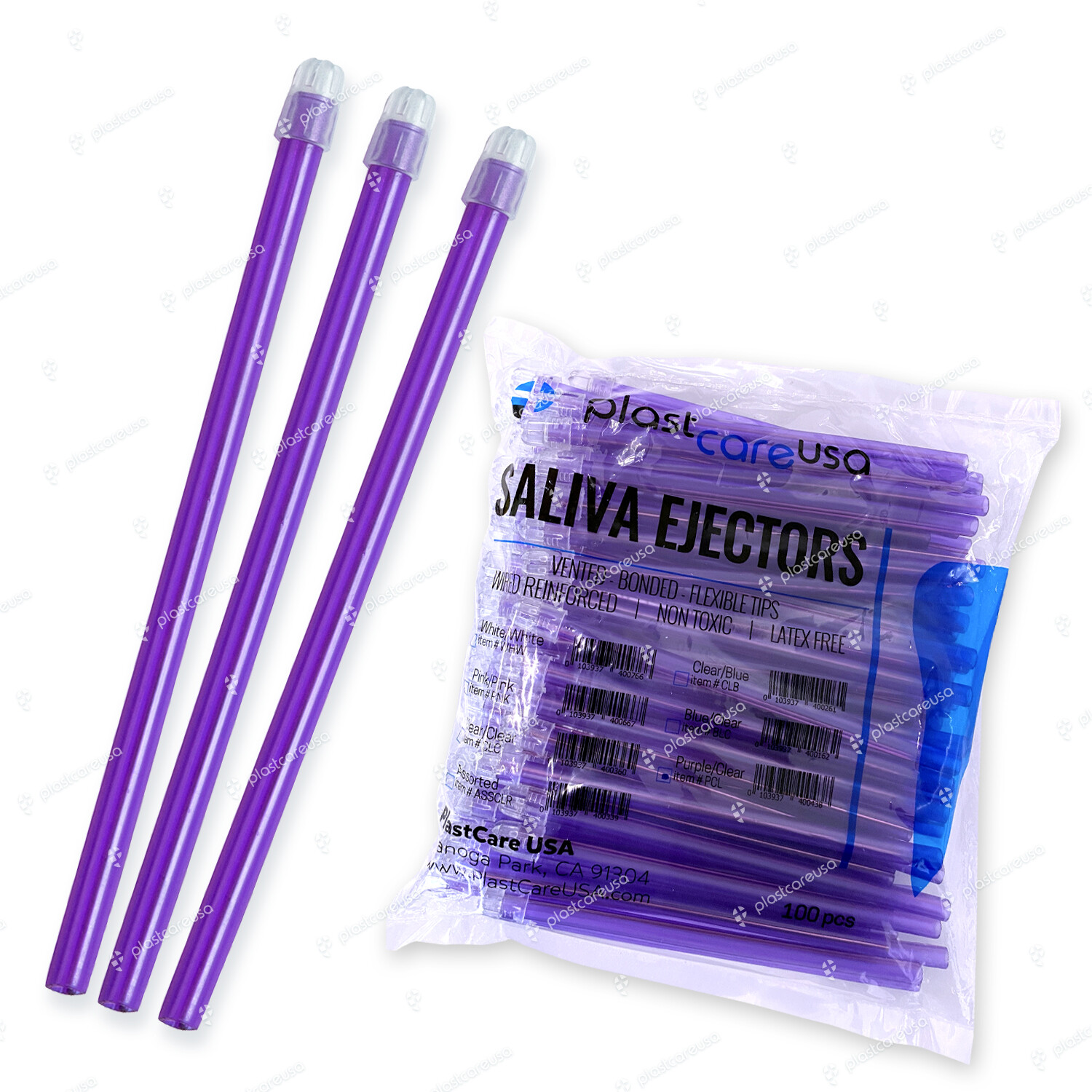 1000 (10 Bags) Purple Dental Saliva Ejectors Ejector Disposable Suction Tips